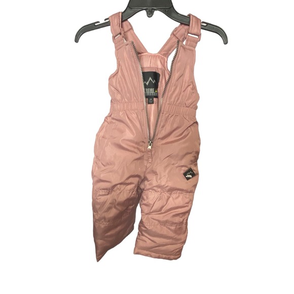 NEW IXTREME OUTFITTERS Snow Bib Girls 12M Pink Water & Wind Resistant Fleece - Picture 2 of 7